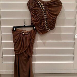 L'Academie Brown Ruched Skirt